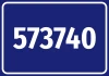 Sticker with number - Graphic design. Simple rectangular shape with a white background and blue border. Number 573740 in center.