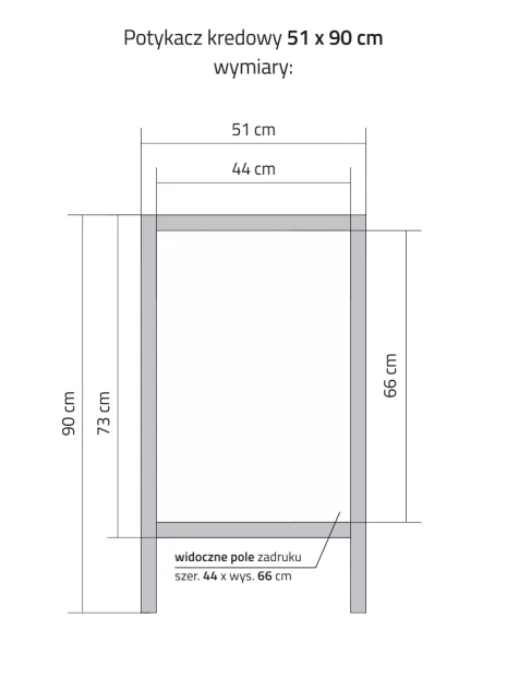 Chalkboard A-frame with custom print - Graphic design. Simple rectangular shape, dimensions 51x90 cm.