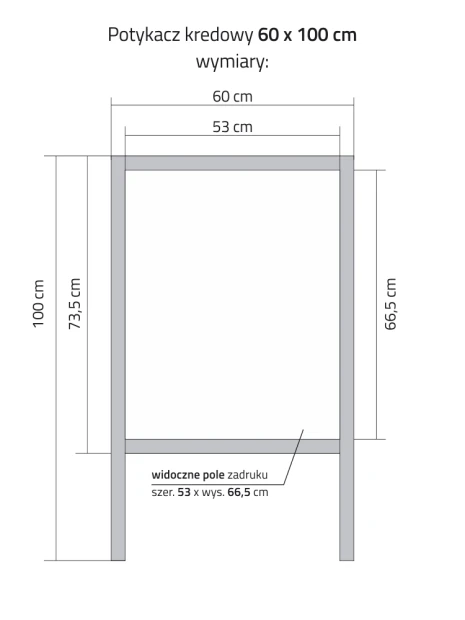 Chalkboard A-frame with custom print - Graphic design. Simple rectangular shape, dimensions 60x100 cm.