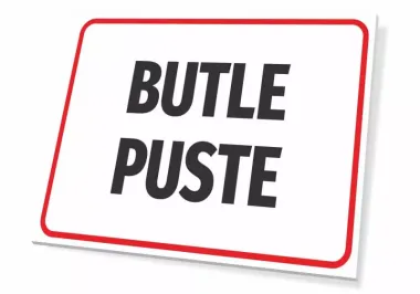 Empty Bottle Sign - Simple rectangle with a white background, large black letters, and a red border.