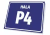 Rectangular Hala sign with number and letter designation, featuring a blue background and white text.