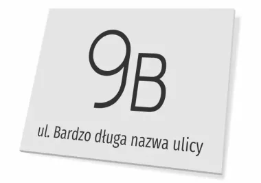 Address plaque for home - Graphic design. Simple rectangular shape with large numbers and text.