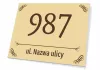 House plaque T665 with number and street - Graphic design. Rectangular plaque with large digits and text.