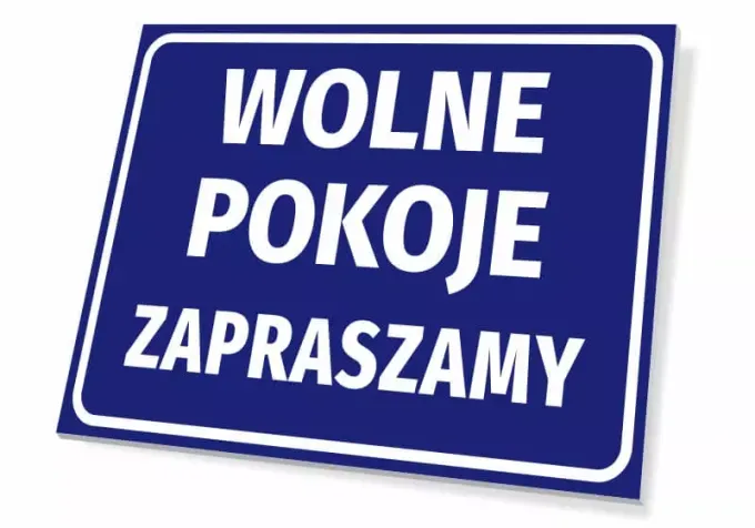 Room Available Sign - Graphic Design. Rectangular sign with a blue background and white text.