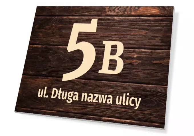 House plaque T671 with number and street name - Rectangular design with large number and street name background.