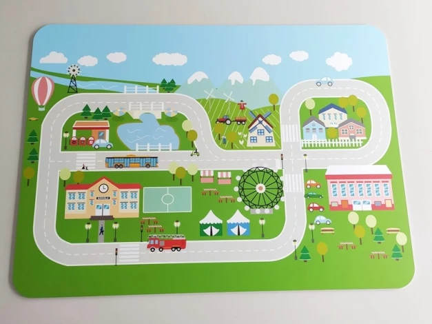 Custom magnetic board with a printed design, reinforced with 5mm PVC backing, measuring 127 x 93 cm.