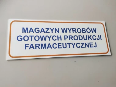 Custom information plaque, 5mm rigid PVC, matte laminate, 80 x 30 cm - Graphic design. Blue text.