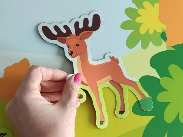 Custom-shaped magnets based on design, matte finish - Features a deer with large antlers.