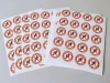 Set of individual die-cut circle stickers, 5 cm diameter, no lamination, easy removable adhesive.