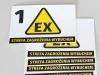 Explosion hazard sticker N266 - Graphic design. Triangle with EX symbol and text on a black background.