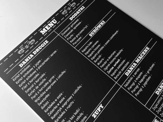 Chalkboard with graphic: 80 cm wide, 120 cm high, reinforced with 5mm PVC backing, includes design - Pattern.