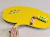 Magnetic dry-erase board for kids in cloud shape with a yellow background and colorful design.