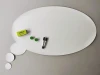 Dry-erase magnetic board for the office, designed like a comic speech bubble with rounded edges.
