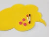 Dry-erase magnetic board for student room, cloud design. Yellow cloud with pink magnets.