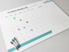 Monthly planner whiteboard 469 - Graphic design. Simple layout with day grid, colorful dots, and space for notes.