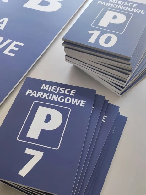 Set of informational boards with PVC backing - Graphic design. Simple shapes with white text on blue.