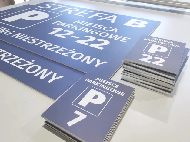 Set of informational boards with PVC backing - Graphic design. Blue boards with white text.