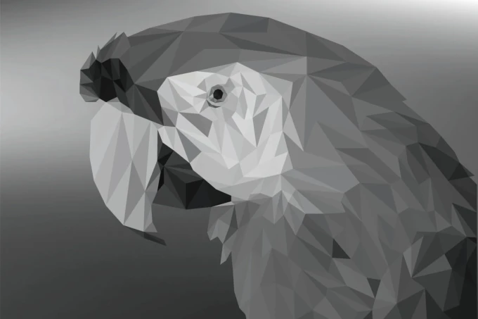 Wall mural parrot FP 6423 - Graphic design featuring a stylized parrot in shades of gray.