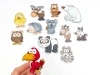 Forest animal magnets - Graphic design featuring animal shapes with clear outlines in various colors.