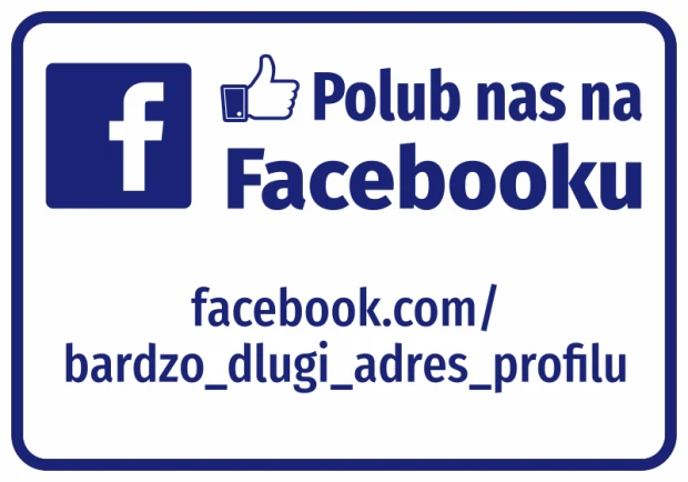 Facebook profile address sticker - Graphic design featuring the Facebook logo and text in a rectangular shape.