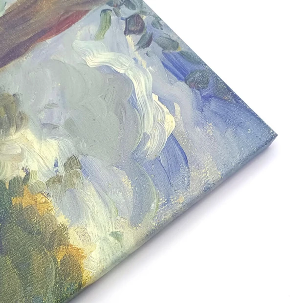 Reproduction of Landscape between Storms by Renoir - Graphic pattern with visible brush strokes in shades.