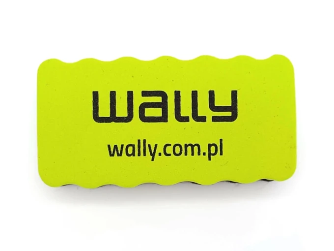 Dry-erase board set - eraser, markers, shelf - Graphic design. Simple rectangular shape in color.