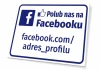 Facebook profile address plaque - Graphic design. Simple style with blue background, white text, and Facebook icon.