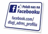 Facebook profile address plaque - Simple design with blue background, white text, and icon.