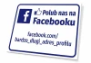 Facebook profile address sign - Graphic design. Rectangle with blue background, white text, and Facebook icon.