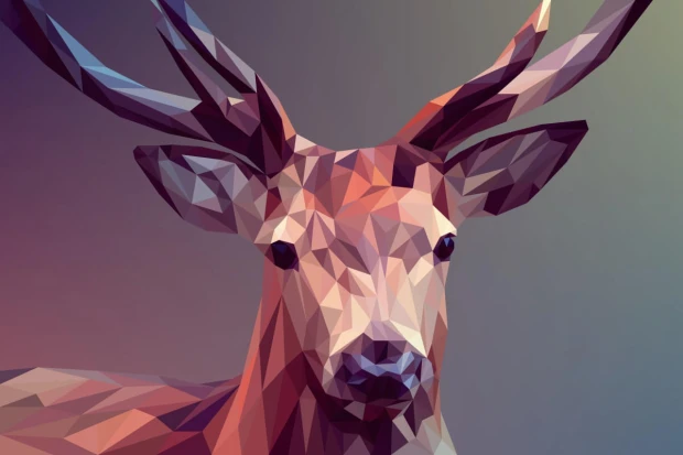Wall mural deer FP 6435 - Graphic pattern. Geometry in polygon shapes in shades of brown and purple.