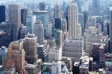 Manhattan FP 6447 wall mural - Graphic design featuring a densely built cityscape with tall buildings.