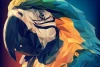 Wall mural parrot FP 6433 - Graphic design featuring a parrot shape in vibrant polygonal colors.