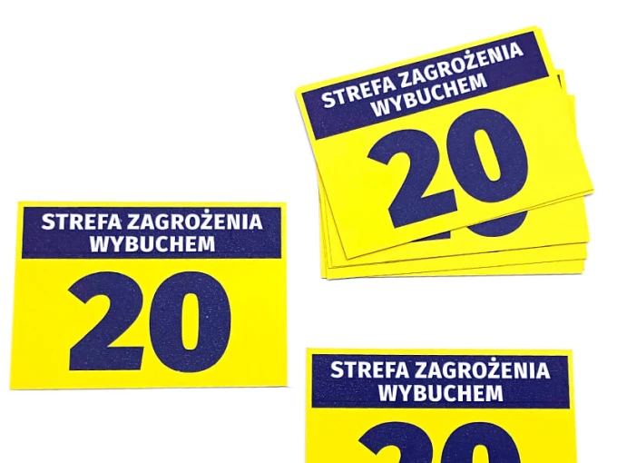Explosion hazard sticker N261 - Graphic design. Yellow background with large blue numbers and text.