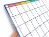 Weekly dry-erase planner board 261 - Graphic design with rectangular fields for the days of the week at the top.