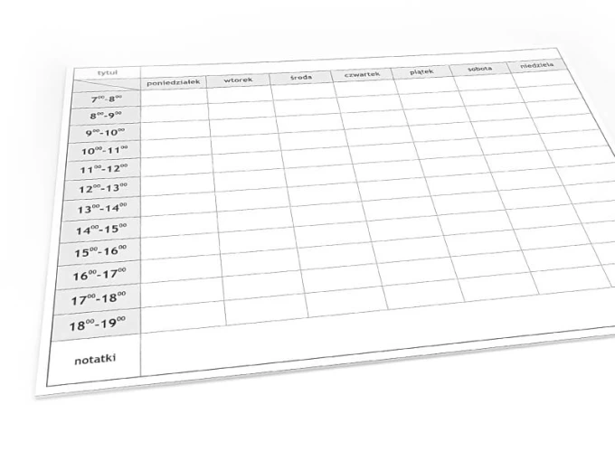 Magnetic dry-erase board 040 weekly planner - Simple grid with days of the week and time slots.