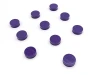 34x12.5mm magnets, 10 pcs in various colors - Graphic design. Round purple magnets arranged in neat rows.