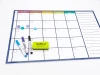 Weekly dry-erase magnetic planner board 269 - Graphic design with a simple grid, colorful headers, and space for notes.