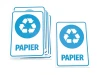 Paper bin sign - Graphic design featuring a blue recycling symbol and the word Paper.