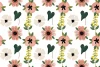Floral Wallpaper 091 - Graphic design with pink and white flowers, green leaves, and a symmetrical layout.