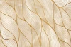 Gold Leaves Wallpaper 098 - Graphic pattern with waves in gold and beige shades, featuring delicate lines for texture.