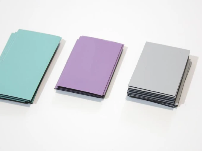 Custom dry-erase magnet in small sizes - Graphic design. Simple rectangular shapes in various colors.