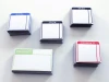 Custom dry-erase magnet in small sizes with graphic design. Square sheets available in various colors.