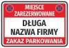 Reserved parking sticker N675 with company name field - Graphic design. Red background with white area.