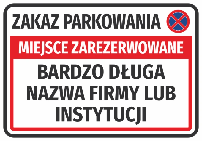 Reserved parking sticker N677 with space for company name - Graphic design. Red rectangle.