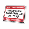 Reserved parking sign T675 with space for company name - Graphic design. Red background with white text.