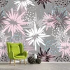 Abstract Decor Wallpaper 0120 - Living room arrangement. Gray walls with colorful geometric shapes.