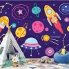Cosmos 0102 wallpaper for kids\' room - Dark blue walls with themed designs for a playful atmosphere.