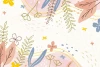 Floral Wallpaper 0105 - Graphic design featuring flowers, leaves, and organic shapes in pastel colors.