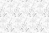 Branch and Leaf Wallpaper 0113 - Graphic pattern with black and white outlines of plants and leaves in various shapes.
