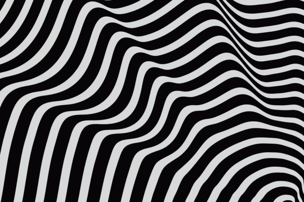 Optical illusion wallpaper 0124 - Graphic pattern. Black and white waves of varying thickness create a sense of movement.